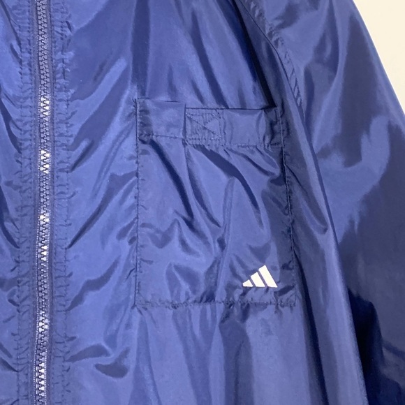 Vintage 90s Adidas Zip Up Windbreaker jacket navy blue what men’s XL active - Picture 7 of 8